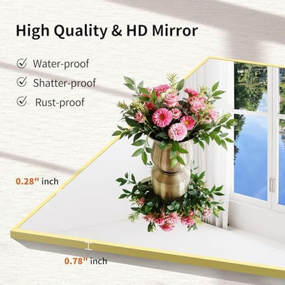 COFENY Gold Bathroom Mirror for Wall, 60x30 Inch Rectangle Mirrors with Metal Frame, Modern Vanity Wall Mirror Decor for Bathroom Living Room, Entryway Hangs Horizontal or Vertical