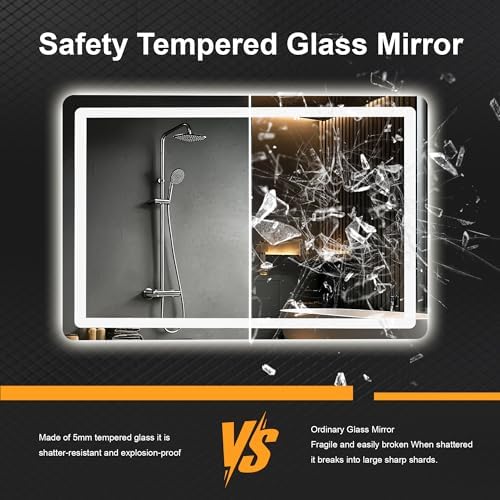 LED Bathroom Mirror with Lights, 20 x 30 Lighted Vanity Wall Mirror