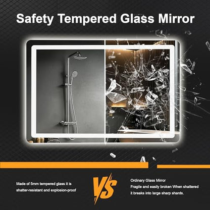 LED Bathroom Mirror with Lights, 20 x 30 Lighted Vanity Wall Mirror