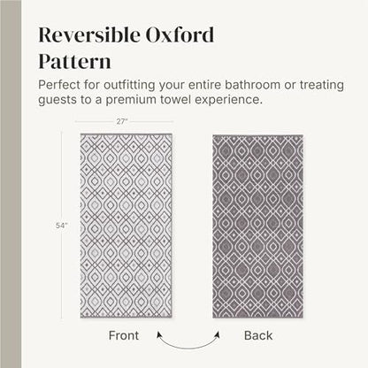 Modern Threads 6 Piece Bath Towel Set – Bathroom Set with 2 Bath Towels, 2 Hand Towels, and 2 Wash Cloths – 100% Cotton, Super Absorbent & Extra Soft – Reversible Classic Diamond (Gray)