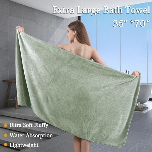 8-Piece Green Bath Towels Set,2 Oversized Large Bath Towels Sheet,2 Hand Towels and 4 Washcloths - 600 GSM Soft Luxury Towel Set,Highly Absorbent Quick Dry Towel Collection for Bathroom,Hotel and Spa