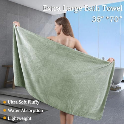 8-Piece Green Bath Towels Set,2 Oversized Large Bath Towels Sheet,2 Hand Towels and 4 Washcloths - 600 GSM Soft Luxury Towel Set,Highly Absorbent Quick Dry Towel Collection for Bathroom,Hotel and Spa