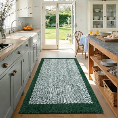 48x32 Bathroom Rugs Non Slip Washable, Soft Absorbent Bath Mat Dark Green