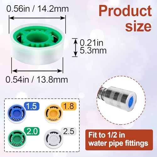 4pcs Shower Head Flow Restrictor, 1.5/1.8/2.0/2.5 GPM