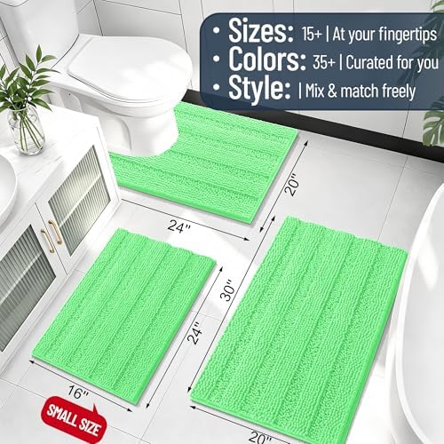 Smiry Thick Small Chenille Bathroom Rugs 24x16, Soft Bath Mat, Mint Green