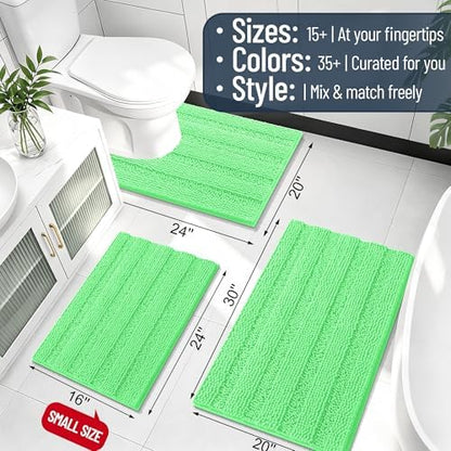 Smiry Thick Chenille Bathroom Runner Rugs 44x24, Soft Bath Mat, Mint Green