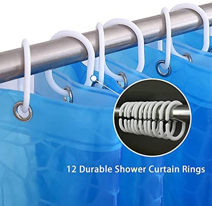 Bostofy Waterproof Shower Curtain Liner EVA Thick Shower Curtain with Heavy Duty 3 Bottom Magnets, Shower Liner for Shower Stall, Bathtubs, 3D Pebble Pattern, 72 x 78,12 Hooks