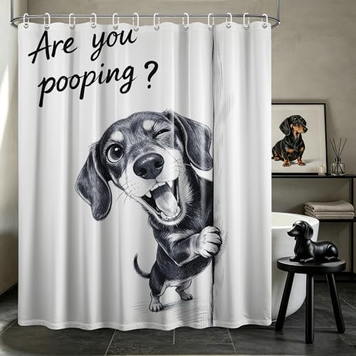Extra Tall Shower Curtain XL are You Pooping Dog, 70 x 84 Inchs