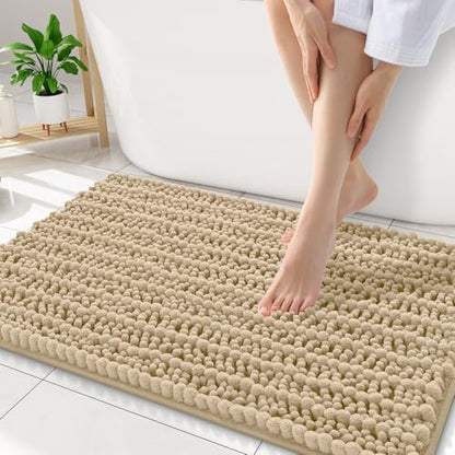 Smiry Bathroom Rugs 34X21, Extra Soft Rubber Backing Chenille Bath Mats