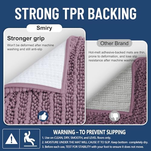 Smiry Bathroom Rugs 48X32, Extra Soft Rubber Backing Chenille Bath Mats