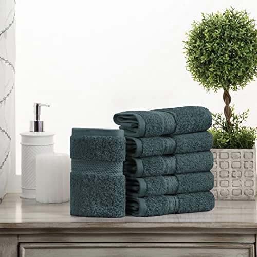 Superior Egyptian Cotton Plush & Absorbent, Face Towel Set of 6, Teal