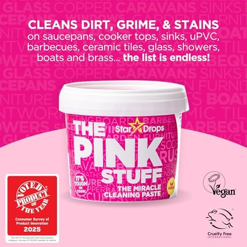 Stardrops The Pink Stuff Cleaning Paste 500g, Multi Purpose Cleaner for Kitchen, Bathroom, Tiles, Glass, Shower, Oven, Sink, Stainless Steel, Removes Grease, Grime & Stains (Pack of 2)
