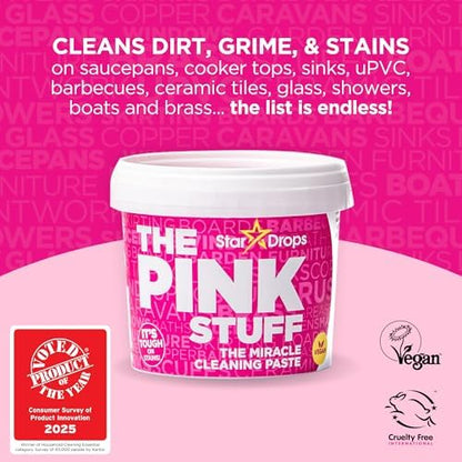 Stardrops The Pink Stuff Cleaning Paste 500g, Multi Purpose Cleaner for Kitchen, Bathroom, Tiles, Glass, Shower, Oven, Sink, Stainless Steel, Removes Grease, Grime & Stains (Pack of 2)