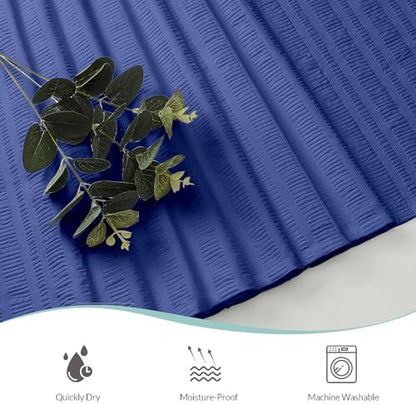 Aiyufeng Royal Blue Long Fabric Shower Curtain 72x78 inches Long, Hotel Quality, Washable, Water Repellent, Soft Blue Spa Bathroom Curtains with 12 Button Holes, 72x78 in