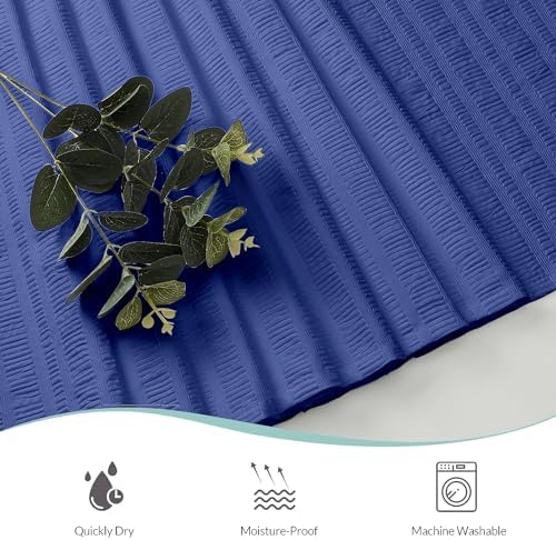 Aiyufeng Extra Long Royal Blue Shower Curtain 96 Inch Long, Embossed Texture Fabric Bathroom Shower Curtain, Large Hotel Bath Curtain with 12 Holes, 72x96, Blue