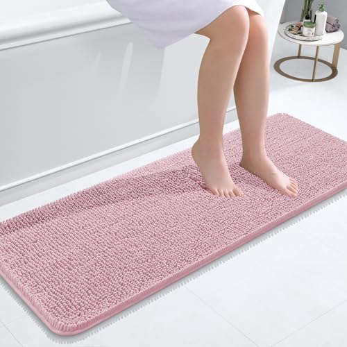 OLANLY Bathroom Runner Rugs 47x17, Extra Soft Absorbent Chenille Bath Rugs