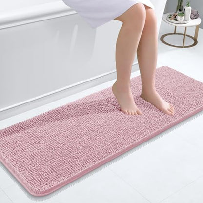 OLANLY Bathroom Runner Rugs 47x17, Extra Soft Absorbent Chenille Bath Rugs