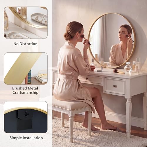 Sweetcrispy Round Bathroom Mirror for Over Sink, 28 Inch Wall Vanity Mirror