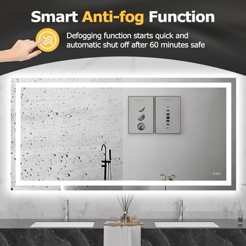 Hivone 72"X36" LED Bathroom Mirror with Lights, UL Listed