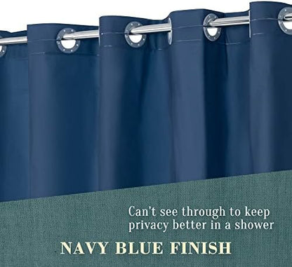 No Hook PEVA Shower Curtain or Liner, Standard Size 71x74, Navy Blue