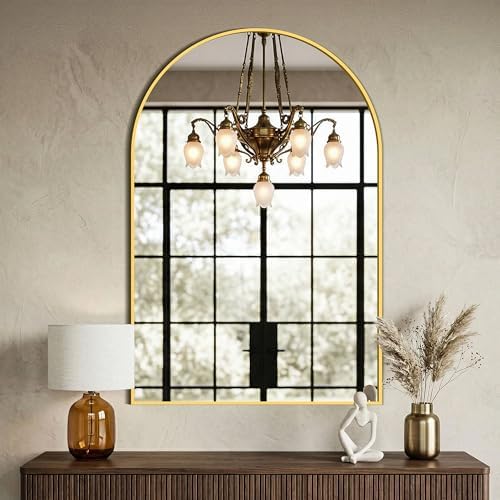 AMOISE Arched Bathroom Mirror for wall, 2 Pack 36"x24" Vanity Mirror, Gold