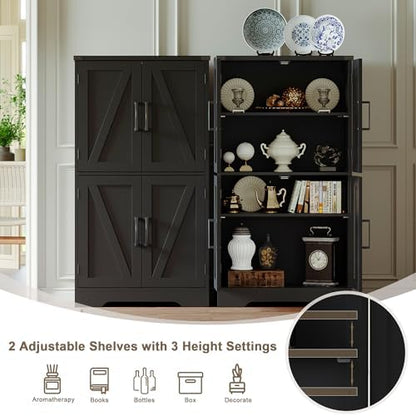Treocho Farmhouse Bathroom Floor Cabinet with Adjustable Shelves