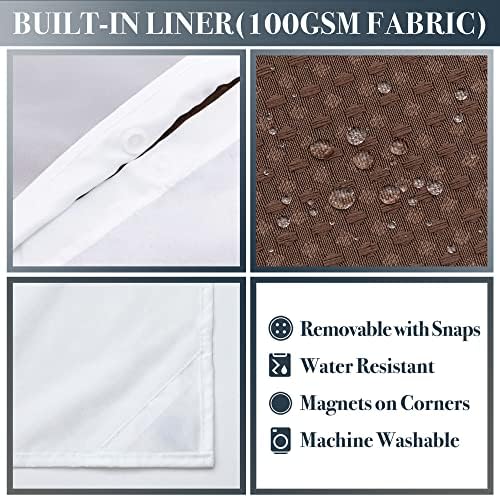 N&Y HOME Waffle Weave Shower Curtain with Snap-in Liner Set Brown, 71x72