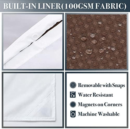 N&Y HOME Waffle Weave Shower Curtain with Snap-in Liner Set Brown, 71x72