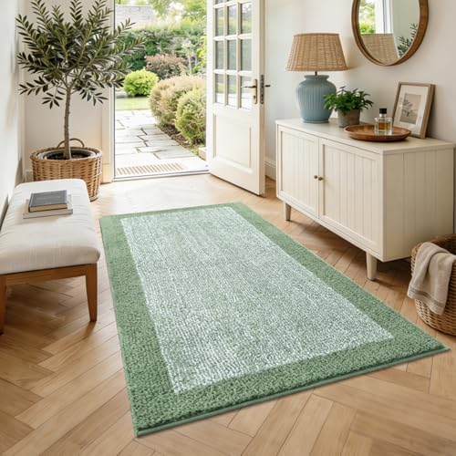 48x32 Large Bathroom Rugs Non Slip Washable, Soft Absorbent Bath Mat Green
