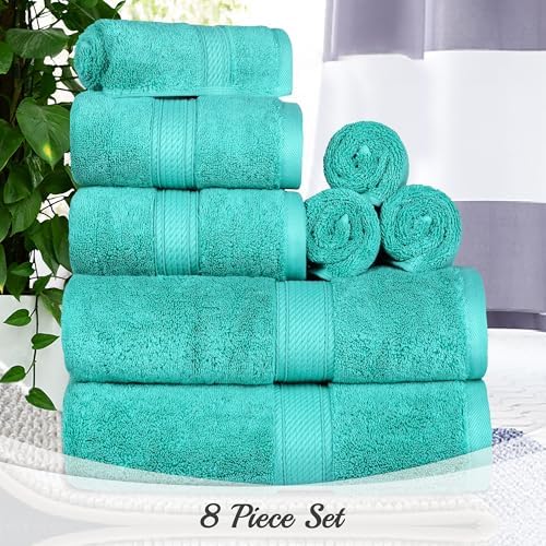 SUPERIOR Egyptian Cotton Ultra Plush & Absorbent, 8 Piece Set, Turquoise