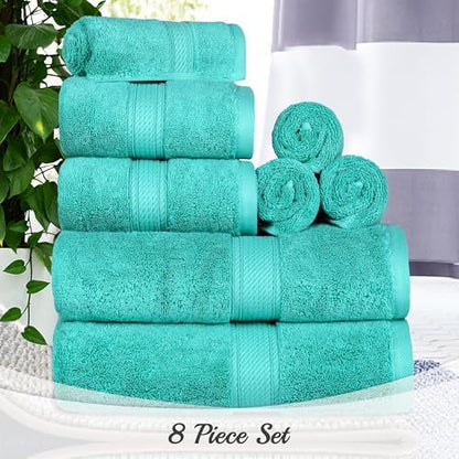 SUPERIOR Egyptian Cotton Ultra Plush & Absorbent, 8 Piece Set, Turquoise