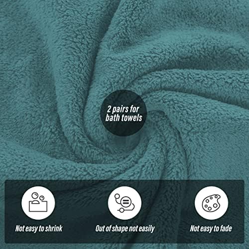 MOONQUEEN 2 Pack Premium Bath Towel Set - Quick Drying - Microfiber Coral Velvet Highly Absorbent Towels - Multipurpose Use as Bath Fitness, Bathroom, Shower, Sports, Yoga Towel (Teal)