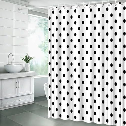 Polka Dot Shower Curtain Black White Retro Spot Vintage Fabric Decorative Bathroom Curtains with Hooks,60" Wx70 H