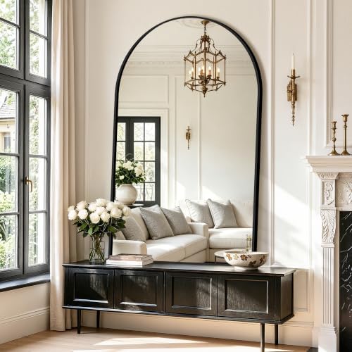 Arched Bathroom Vanity Mirror for Over Sink, 55”x35”, Black