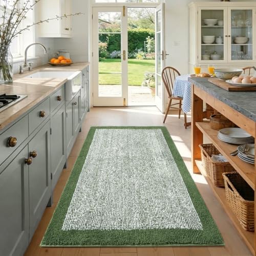 48x32 Bathroom Rugs Non Slip Washable, Soft Absorbent Bath Mat Matcha Green