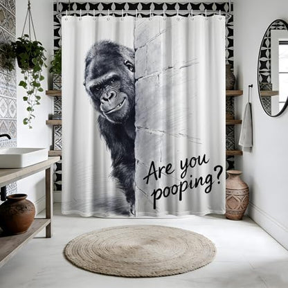 Funny Gorilla Shower Curtain Monkey, 70x72 Inchs