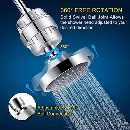 FEELSO Shower Head with Shower Filter, Filtered Shower Head for Hard Water
