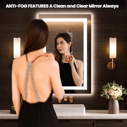 LOAAO 20"x34" LED Bathroom Mirror with Lights, UL Listed
