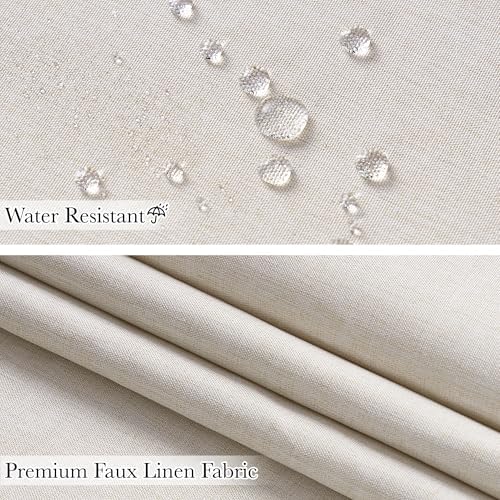 KGORGE Scalloped Shower Curtain for Bathroom with 12 Metal Hooks, Linen Textured Privacy Waterproof Boho Cute Heavy Duty Farmhouse Shower Curtains for Home Decor Bathtub, Linen, 72 x 72 inches Long