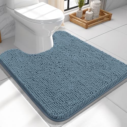 OLANLY Toilet Rugs U-Shaped 24x24, Soft Absorbent Chenille Contour Rugs