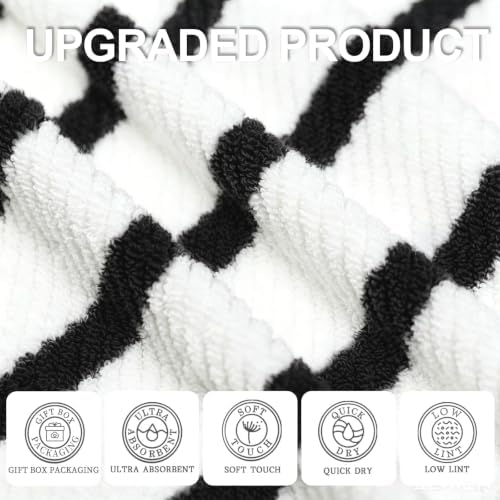 VOOVA & MOVAS Bath Towels 4PC, 100% Cotton, 30x56 in, Black White