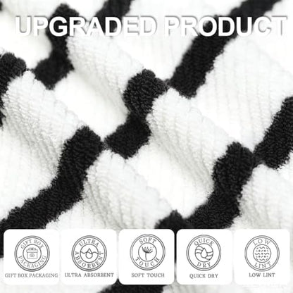 VOOVA & MOVAS Bath Towels 4PC, 100% Cotton, 30x56 in, Black White