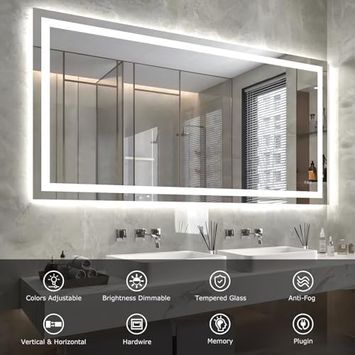Hivone 72"X36" LED Bathroom Mirror with Lights, UL Listed