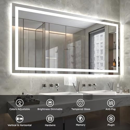 Hivone 72"X36" LED Bathroom Mirror with Lights, UL Listed