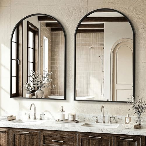 AMOISE Arched Bathroom Mirror for wall, 2Pack 36"x24" Vanity Mirror, Black