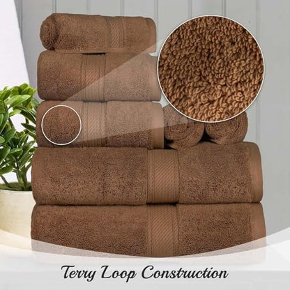 SUPERIOR Egyptian Cotton Plush & Absorbent, Hand Towel Set of 4, Chocolate
