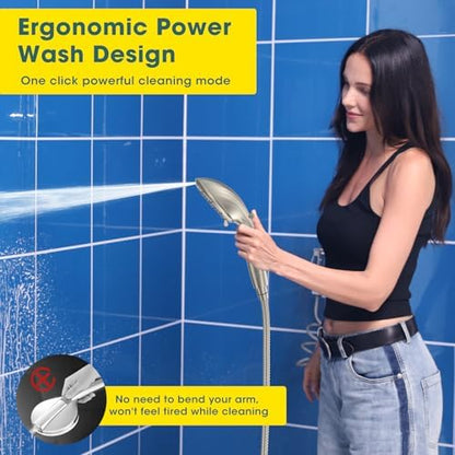 FASDUNT High Pressure Filtered Handheld Shower Head, Brushed Nickel