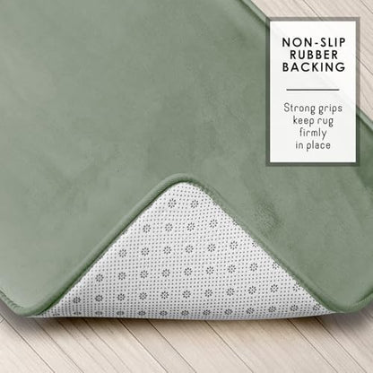 Clara Clark 2 Piece Bathroom Rug Set - Memory Foam, Bath Mat Set, Plush, Cozy, Ultra Soft, Non Slip, Machine Washable, Quick Dry - 24” x 17”+ 32” x 20” - Forest Green