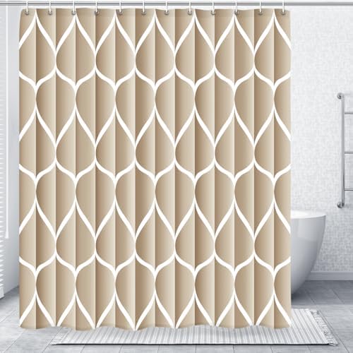 Gelbchu Geometric Shower Curtain for Bathroom, Cream, 72x72