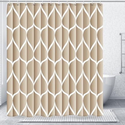 Gelbchu Geometric Shower Curtain for Bathroom, Cream, 72x72